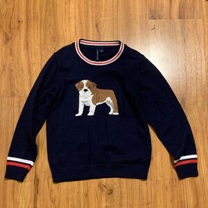 Janie and Jack Navy Sweater with Dog Design (Size 7)